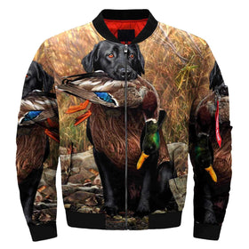 3D All Over Printed Dog Hunting Duck Art Jacket